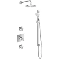 Hotbath IBS 2 Get Together Inbouw Doucheset Laddy Vierkant - Geborsteld Nikkel - Met Ronde 3 Standen Handdouche - 20cm Hoofddouche - Met Wandarm - Met - Kranen, Douchekranen, Douchesets, Inbouw