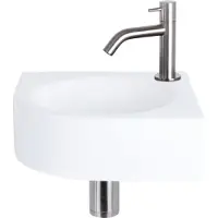 Differnz Fonteinset cleo 30x30x10 cm keramiek wit met kraan gebogen mat chroom