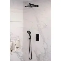 Brauer Edition Inbouwset Met 3-weg Thermostaat - Hoofddouche 30cm - Rechte Wandarm 40cm - Ronde 3-standen Handdouche - Wandaansluiting - Mat Zwart - Kranen, Douchekranen, Douchesets, Inbouw