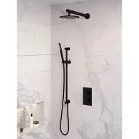 Brauer Edition Inbouwset Met 3-weg Thermostaat - Hoofddouche 20cm - Rechte Wandarm 40cm - Staafhanddouche - Glijstang Met Aansluitbocht - Mat Zwart - Kranen, Douchekranen, Douchesets, Inbouw