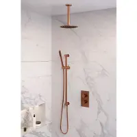 Brauer Inbouw regendouche set copper edition plafond uitloop ronde hoofddouche 20 cm met glijstang koper
