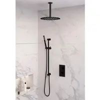 Brauer Black Edition complete inbouw regendouche met staafhanddouche, plafondarm, glijstang en hoofddouche 30cm set 42 zwart mat