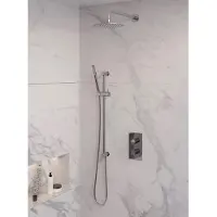 Brauer Edition Inbouwset Met 3-weg Thermostaat - Hoofddouche 20cm - Gebogen Wandarm 40cm - Staafhanddouche - Glijstang Met Aansluitbocht - Chroom - Kranen, Douchekranen, Douchesets, Inbouw douchesets