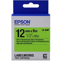 Epson LK-4GBF tape zwart op fluorescerend groen 12 mm (origineel)