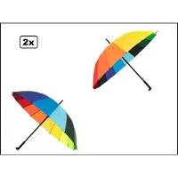 Thema party 2x Paraplu Regenboog - regen wind paraplu droog rainbow