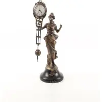 Deco Bronzen beeld - Vrouw - Tafelklok - 33,5 cm hoog