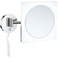 Smedbo Vergrotingsspiegel Outline Draaibaar met LED PMMA Dual Light Vierkant Chroom
