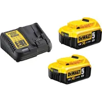 DeWalt XR 18V 5,0 Ah accu (2x) + oplader