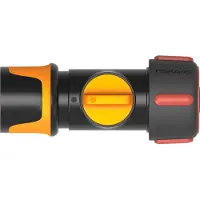 Fiskars Slangkoppeling, met on/off-ventiel, SoftGrip-contactpunten, universele maat, Ø 1,9 cm (3/4''), 80 g, zwart/oranje/rood, 1027087