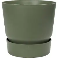 Elho Greenville Rond 20 - Bloempot voor Buiten met Waterreservoir - 100% Gerecycled Plastic - Ø 19.5 x H 18.4 cm - Blad groen
