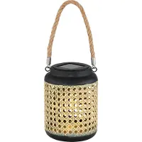 Globo Solar tafellamp Salor met rotan 30cm 33668