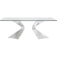 Kare design Gloria Eettafel - 200 X 100 X 75 Cm - Glazen Tafelblad - Chromen Metalen Poten