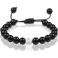 Memphis Kralen armband Zwart verstelbaar Onyx Howliet 8mm