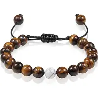 Memphis Kralen armband Bruin verstelbaar Tijgeroog Howliet 8mm