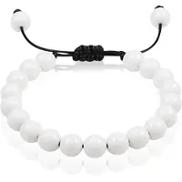 Memphis Verstelbare kralen armband Wit Natuursteen 8mm