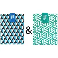 Roll'Eat Boc’n’Roll Tiles Blauw - Groen - Herbruikbaar Boterhamzakje en Snackverpakking - Sluiting met klittenband - BPA-vrij - Waterdichte binnenlaag - Wasbaar tot 60°C