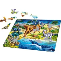 Larsen Dinosauriërs uit het Krijt tijdperk – Puzzel – Dieren – Prehistorie – Educatieve legpuzzel voor kinderen – 57 stukjes – Gemaakt in Noorwegen – Extra dikke 2,5 mm stukjes – Tray met vaste rand