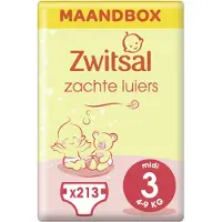 Zwitsal Luiers Midi Maat 3 Maandbox 213 Stuks