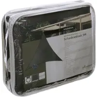 Living Outdoor Livn Schaduwdoek Como Polyester driehoek 5m antraciet - 100% UV-bescherming - Dikte doek: 160 gr/m2 - Inclusief bevestigingskoord en 5 mm dikke RVS bevestigingsringen