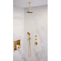 Brauer Gold Edition complete inbouw regendouche met 3 standen handdouche, plafondarm en hoofddouche 20cm set 11 messing geborsteld PVD