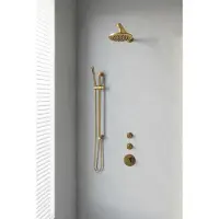 Brauer Gold Edition complete inbouw regendouche met staafhanddouche, rechte wandarm, glijstang en hoofddouche 20cm set 13 messing geborsteld PVD
