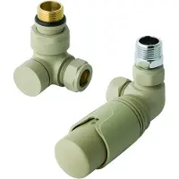 Eastbrook Valve radiator aansluitset haaks gedraaid met thermostaat 15mm cappuccino mat