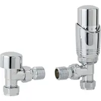 Eastbrook Valve radiator aansluitset haaks met thermostaat chroom