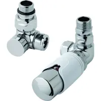 Eastbrook Valve radiator aansluitset haaks gedraaid met thermostaat 15mm chroom/wit