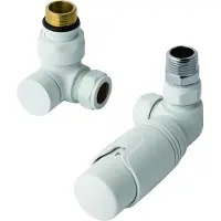 Eastbrook Valve radiator aansluitset haaks gedraaid met thermostaat 15mm wit mat