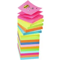 Post-It Z-Notes, Navullingen, Geel (2), Groen (1), Paars (1), Roze (1), Oranje (1), 76 x 127 mm, 6 Blokken, Individueel Verpakt, 100 Blaadjes/Blok
