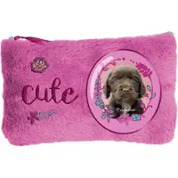 Rachael Hale Cute puppy - Pluche etui - 12,7 x 20 cm - Roze