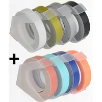 Desq SET Lettertapes 9 mm | 8 stuks | 3mtr per rol| Baby Roze, Mint, Baby Blauw, Oranje, Zwart, Zilver, Goud en transparant | Voor Dymo Junior/Omega en 5001