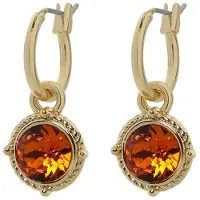 Biba Hang Oorbellen Goud met Swarovski Steentje Tangerine