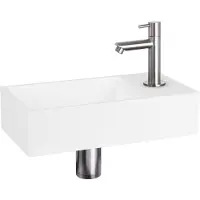 Differnz Solid fonteinset solid surface met rechte kraan mat chroom