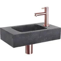 Differnz Force fonteinset natuursteen bombai black met rechte kraan rood koper