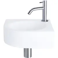 Differnz Cleo hoekfonteinset – 30x30x10 cm – keramiek wit – gebogen chromen kraan 38.401.13