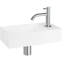 Differnz Fonteinset solid solid surface 36x18.5x9 cm wit met gebogen kraan chroom