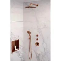 Brauer Copper Edition complete inbouw regendouche met 3 standen handdouche, gebogen wandarm en hoofddouche 30cm set 10 koper geborsteld PVD