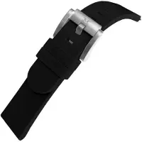 Marc Coblen Siliconen Rubber Horlogebandje 22mm geschikt voor Samsung Galaxy Watch / Gear S3 / Garmin Vivoactive / Huawei Watch GT - Zwart met Stalen Gesp