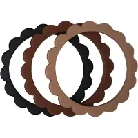 Mushie Bijtring bloem armband, Black / Natural /karamel, 3 stuks