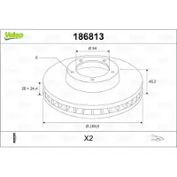 Valeo 186813 Remschijf
