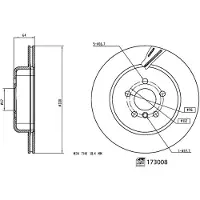 FEBI BILSTEIN Remschijf 173008 achter, geventileerd, 1 Stuk