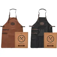 Hide & Stitches Lederen Kook/BBQ Schort Zwart