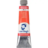 Van Gogh Acrylverf Rood - Acrylpaint - 311 Vermiljoen - Acrylic Verf Paint - Acrylaatverf - Rode Hobbyverf - Watergedragen Verf - Sneldrogende Pigmentrijke Verf - 40ml