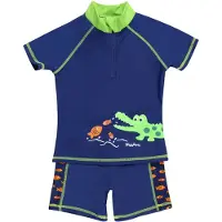 Playshoes UV-bescherming 'Krokodil' blauw / neongroen / oranje / wit
