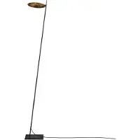 Catellani & Smith Lederam F0 Vloerlamp Gold leaf disc | Black rod | Black base|cable|dimmer