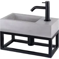 Differnz Jukon fonteinset - 38.5x18.5x9cm - Rechthoek - 1 kraangat - Zwart mat - met zwart frame - Grijs