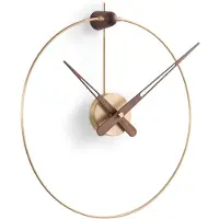Nomon Micro Anda Wandklok Polished Brass|Walnut Wood