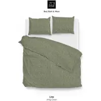 Zo! Home Dekbedovertrek Lino Army Green Katoen-200 x 200 / 220 cm | 2-Persoons