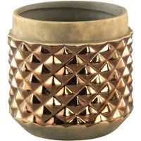 Ptmd collection | Bloempot Crock keramiek bruin 13x13x13 cm bloempotten | NADUVI